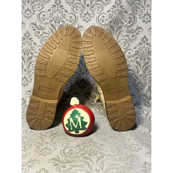 NWT Sonoma Kohl’s Cream Suede Ankle Boots 8 | Lug Sole Zip - Picture 3 of 3